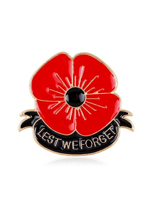 lauhonmin Lest We Forget Poppy Brooch Pin Flower Broach Memorial Day Remembrance Day