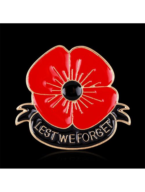 lauhonmin Lest We Forget Poppy Brooch Pin Flower Broach Memorial Day Remembrance Day