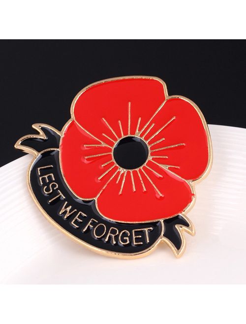 lauhonmin Lest We Forget Poppy Brooch Pin Flower Broach Memorial Day Remembrance Day