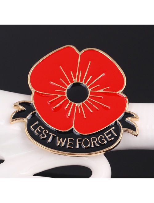 lauhonmin Lest We Forget Poppy Brooch Pin Flower Broach Memorial Day Remembrance Day