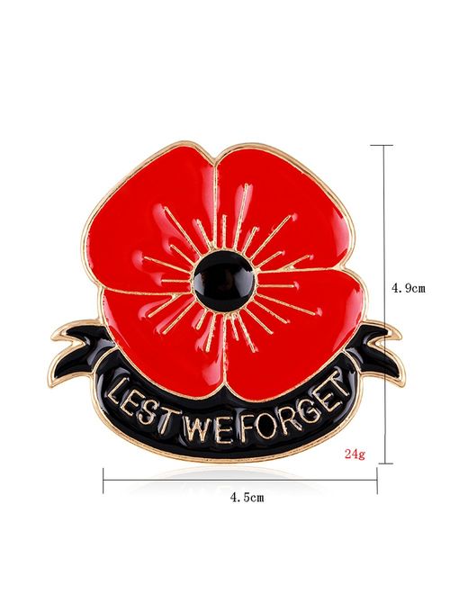 lauhonmin Lest We Forget Poppy Brooch Pin Flower Broach Memorial Day Remembrance Day