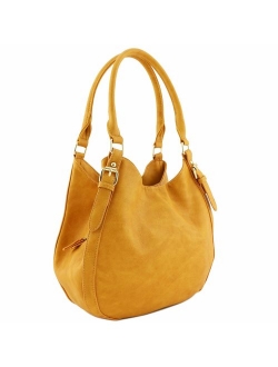 Light-weight 3 Compartment Faux Leather Medium Hobo Bag