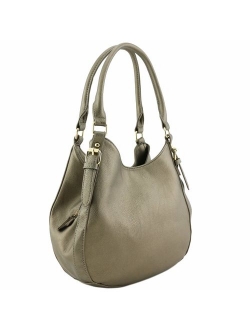Light-weight 3 Compartment Faux Leather Medium Hobo Bag