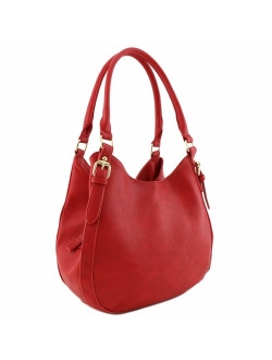 Light-weight 3 Compartment Faux Leather Medium Hobo Bag