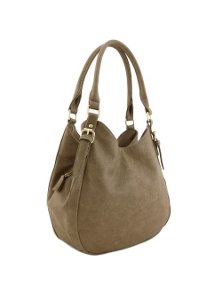 Light-weight 3 Compartment Faux Leather Medium Hobo Bag