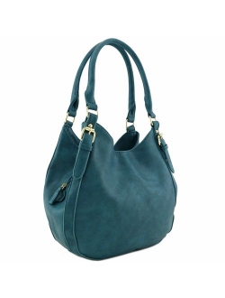 Light-weight 3 Compartment Faux Leather Medium Hobo Bag