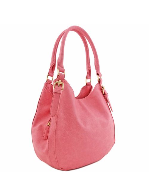 Light-weight 3 Compartment Faux Leather Medium Hobo Bag