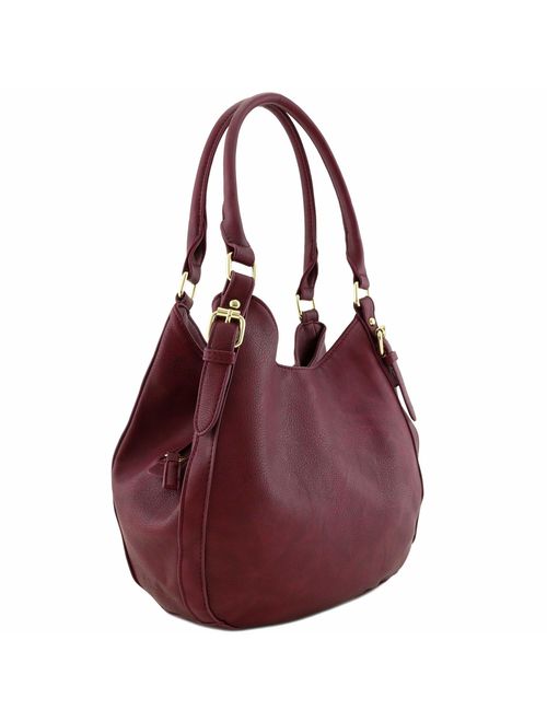 Light-weight 3 Compartment Faux Leather Medium Hobo Bag