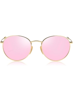 Small Round Polarized Sunglasses Mirrored Lens Unisex Glasses SJ1014 3447