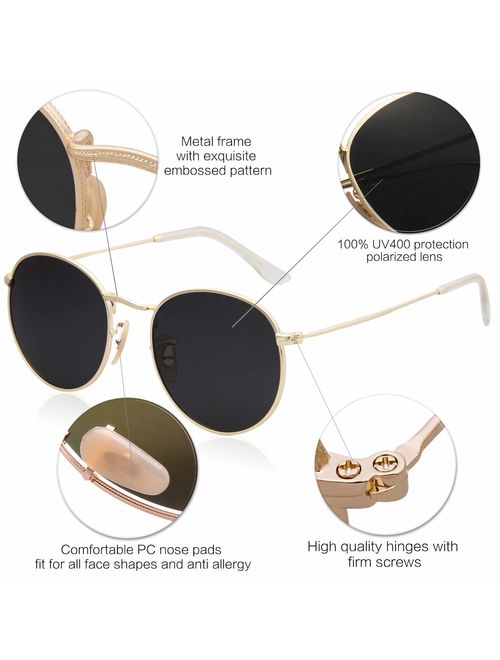 SOJOS Small Round Polarized Sunglasses Mirrored Lens Unisex Glasses SJ1014 3447