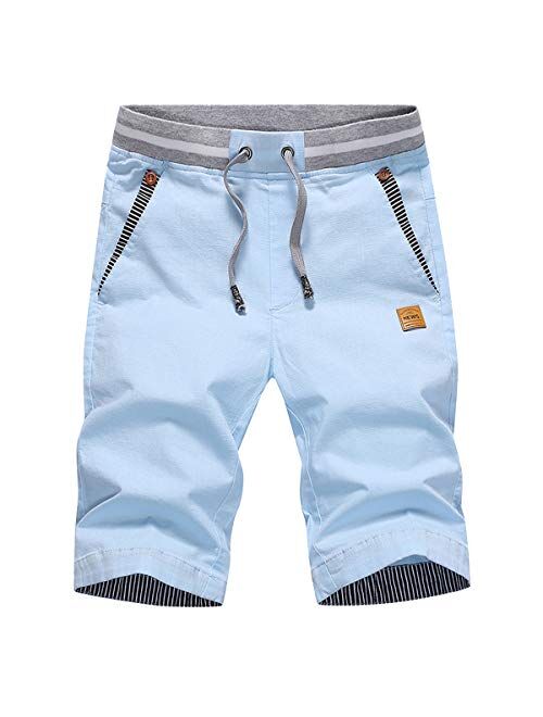 Tansozer Men's Shorts Casual Classic Fit Drawstring Summer Beach Shorts with Elastic Waist and Pockets