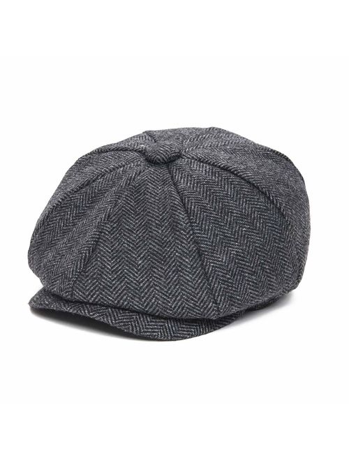Buy JANGOUL Boys Vintage Newsboy Cap Tweed Flat Beret Cabbie Hat for ...
