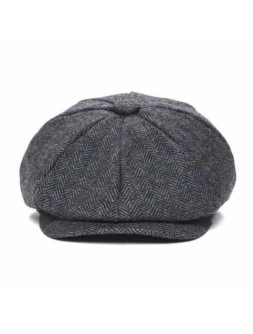 Buy JANGOUL Boys Vintage Newsboy Cap Tweed Flat Beret Cabbie Hat for ...