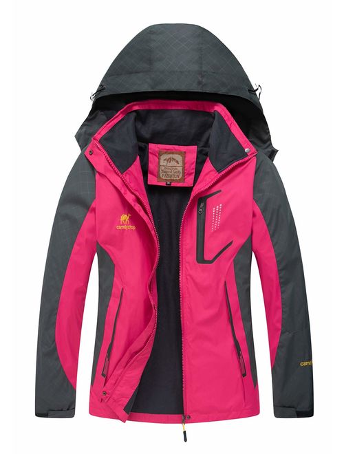 Diamond Candy Women Windproof Hooded Waterproof Rain Jacket Lightweight for Hiking