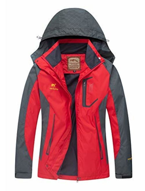 Diamond Candy Women Windproof Hooded Waterproof Rain Jacket Lightweight for Hiking