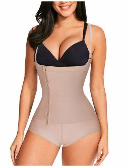 Women Latex Waist Trainer Bodysuit Slim Full Body Zipper Shapewear Tummy Control Corset