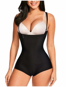 Women Latex Waist Trainer Bodysuit Slim Full Body Zipper Shapewear Tummy Control Corset