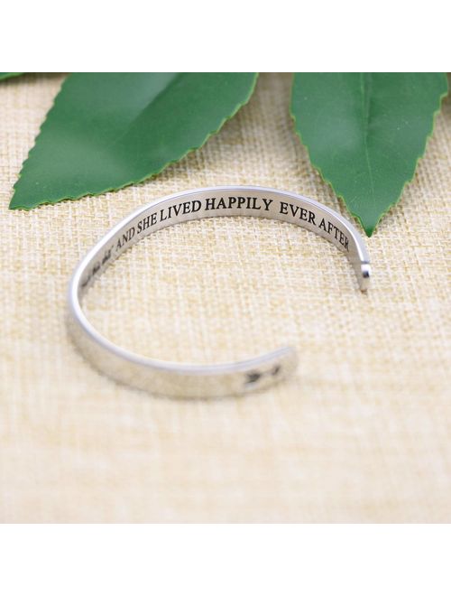 Joycuff Bracelets for Women Personalized Inspirational Jewelry Mantra Cuff Bangle Friend Encouragement Gift for Her