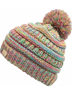 Funky Junque Kids Baby Toddler Cable Knit Children's Pom Winter Hat Beanie