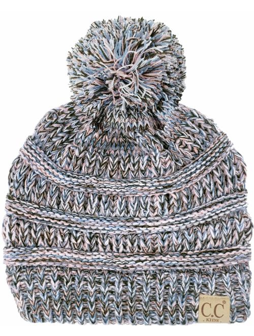 Funky Junque Kids Baby Toddler Cable Knit Children's Pom Winter Hat Beanie