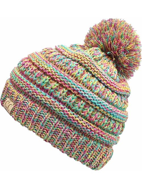 Funky Junque Kids Baby Toddler Cable Knit Children's Pom Winter Hat Beanie