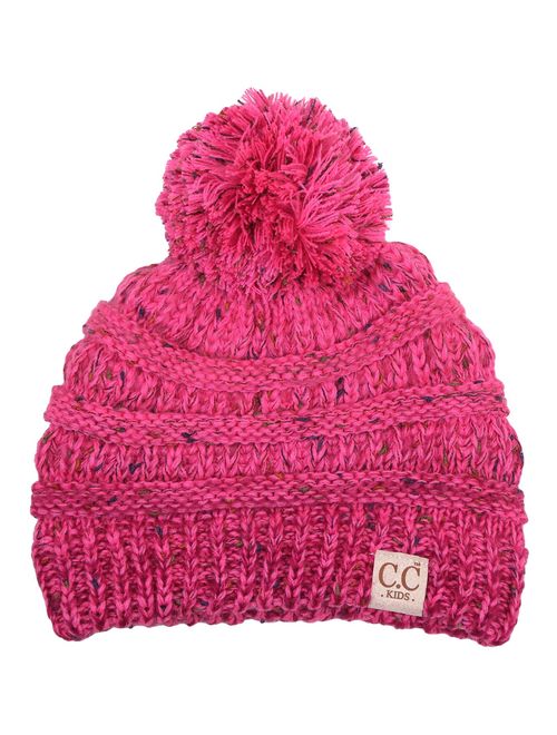 Funky Junque Kids Baby Toddler Cable Knit Children's Pom Winter Hat Beanie