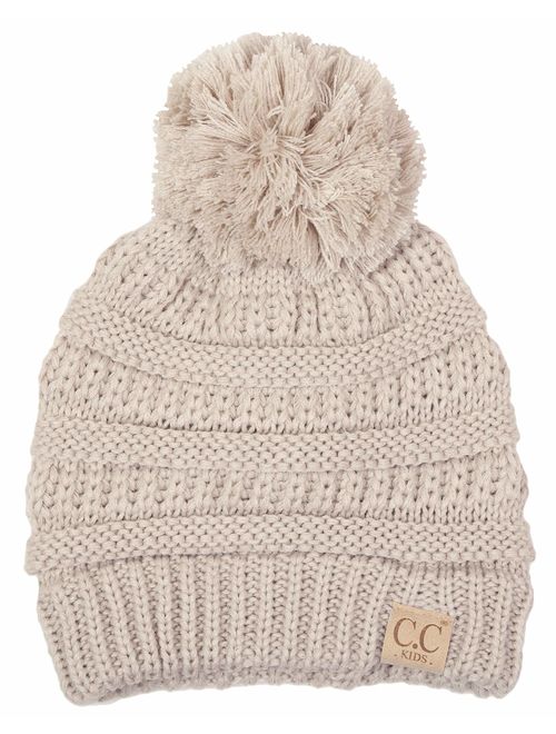 Funky Junque Kids Baby Toddler Cable Knit Children's Pom Winter Hat Beanie