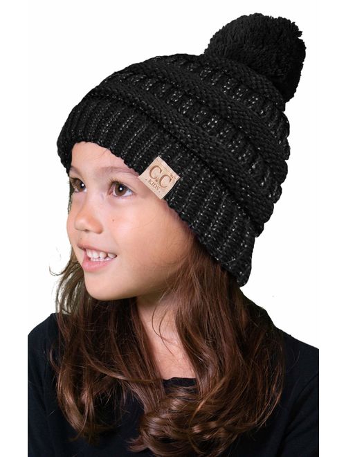 Funky Junque Kids Baby Toddler Cable Knit Children's Pom Winter Hat Beanie