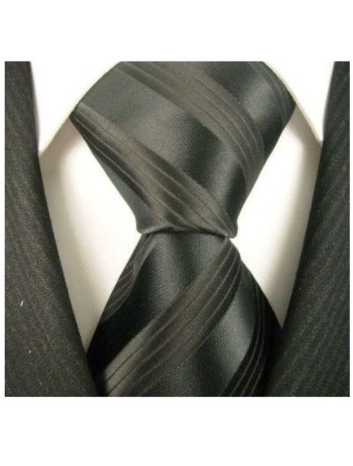 Scott Allan Mens Formal Striped Necktie - Black Mens Tie