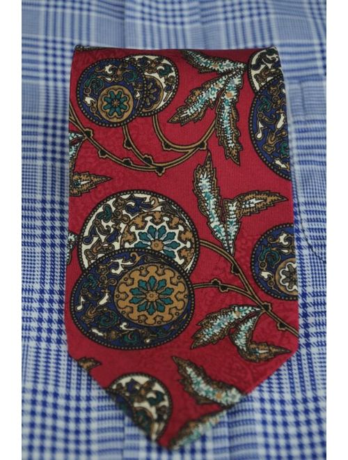 Robert Talbott Men's Vintage Red Navy & Bronze Orb Printed Silk Necktie