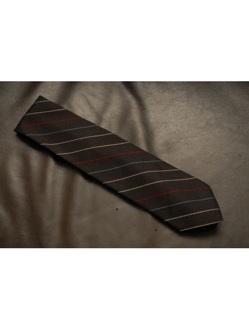 Hickey Freeman brown stripe grenadine knit tie 100% silk made in USA CLASSIC