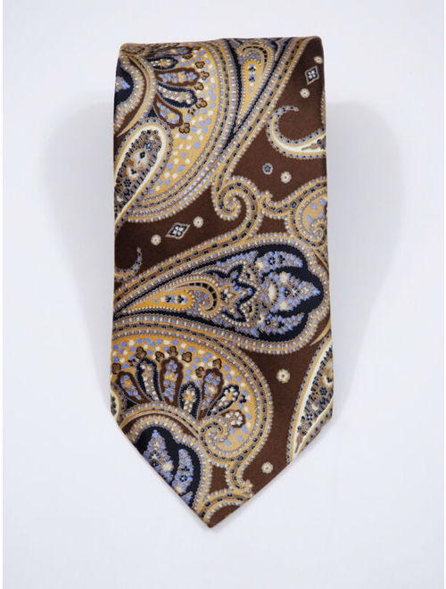 $280 BRIONI PAISLEY ITALIAN EXTRA FINE WOVEN GLOSS SILK NECKTIE L 63.5" X W 3.5"