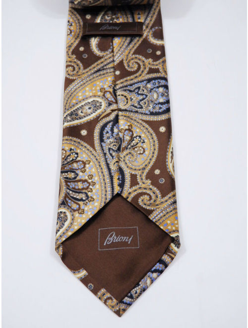 $280 BRIONI PAISLEY ITALIAN EXTRA FINE WOVEN GLOSS SILK NECKTIE L 63.5" X W 3.5"