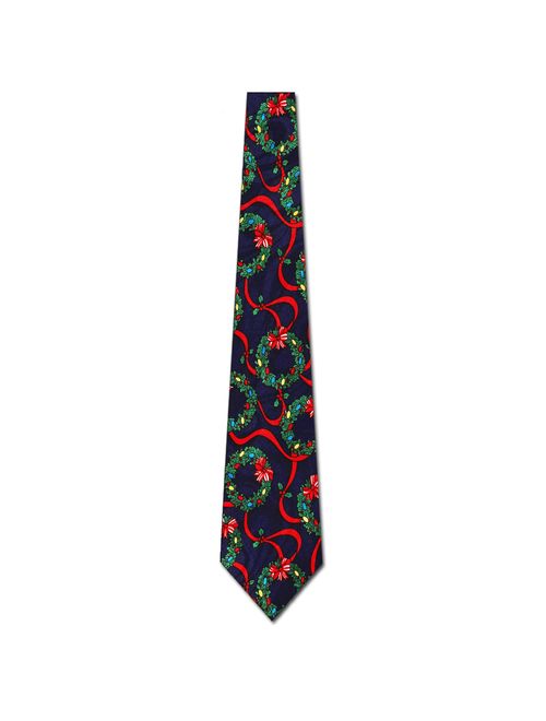 Christmas Wreaths Navy Necktie Mens Tie