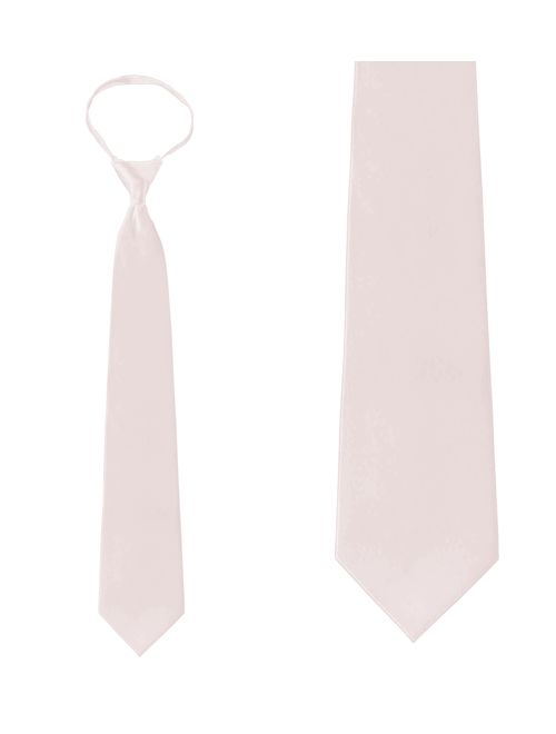 Solid Light Pink Zipper Tie Mens Pre-Tied Necktie