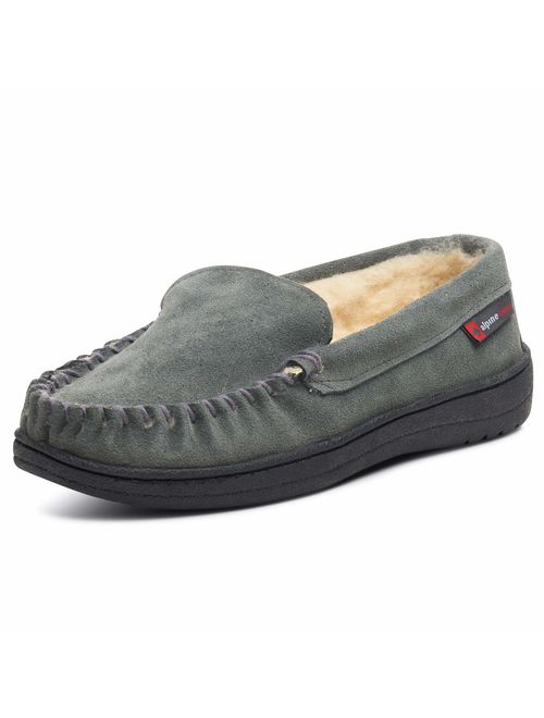 alpine swiss Yukon Mens Genuine Suede Shearling Slip On Moccasin Slippers