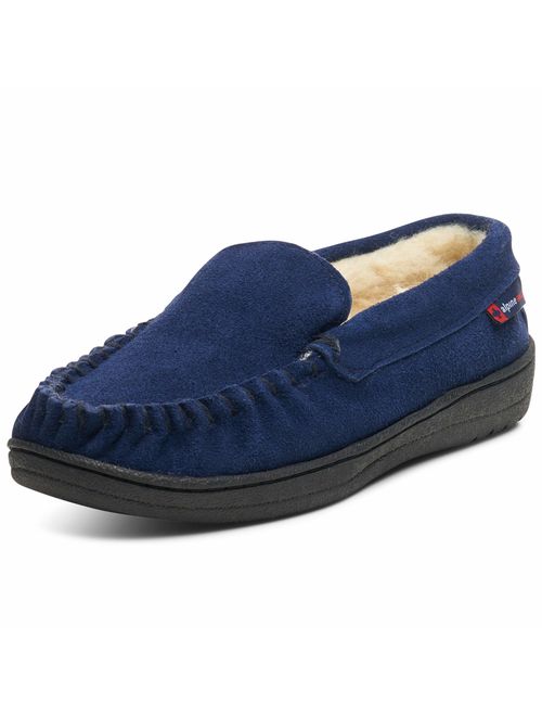 alpine swiss Yukon Mens Genuine Suede Shearling Slip On Moccasin Slippers