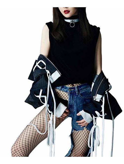 TGD Plus Size Stockings for Women Suspender Pantyhose Fishnet Tights Black 2