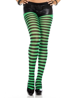 Music Legs 7471-BLK-COFFEE Striped Tights, Black & Coffee