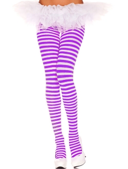 Music Legs 7471-BLK-COFFEE Striped Tights, Black & Coffee