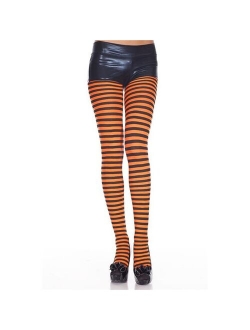 Music Legs 7471-BLK-COFFEE Striped Tights, Black & Coffee