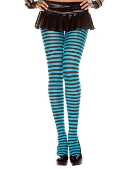 Music Legs 7471-BLK-COFFEE Striped Tights, Black & Coffee