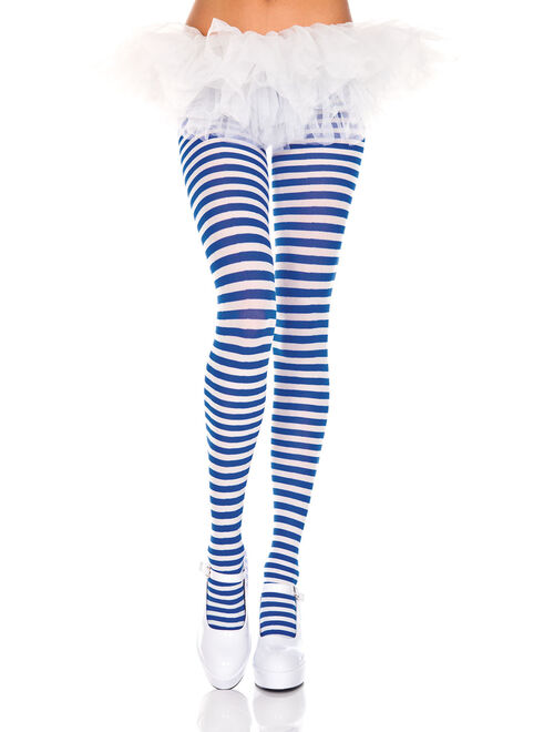 Music Legs 7471-BLK-COFFEE Striped Tights, Black & Coffee