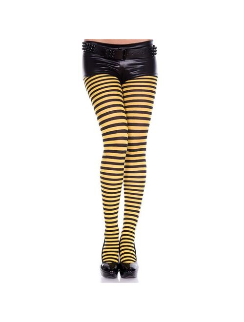 Music Legs 7471-BLK-COFFEE Striped Tights, Black & Coffee