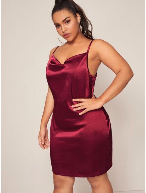 plus satin slip dress