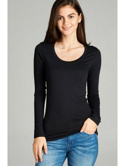 Women's Premium Basic Long Sleeve Round Crew Neck T-Shirt Top Warm Soft in Several Colors