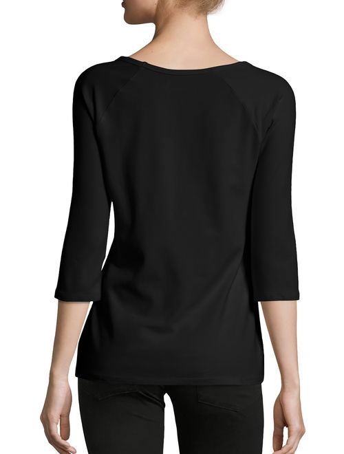 Hanes Women's Stretch Cotton Raglan 3/4-Sleeve Tee