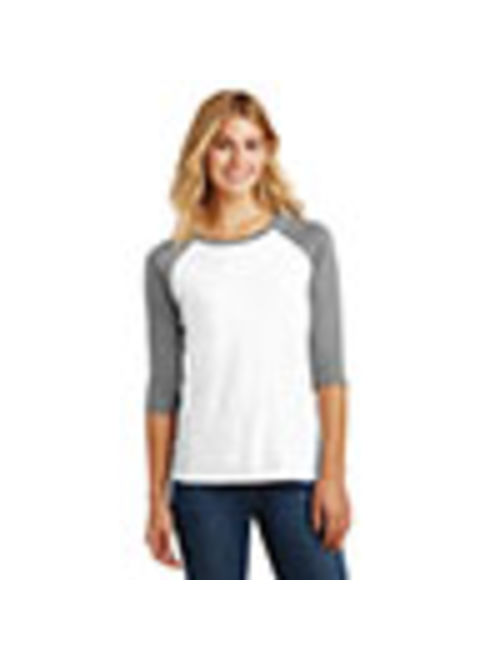 District Made Women's 3/4-Sleeve Fashion Tees_Grey Frost/White_Small