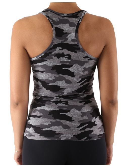 TD Collections Woman's Camo Black Tank Top, Black Small Size