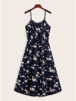 Floral Print Elastic Waist Cami Dress